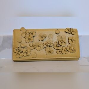 Valentino Yellow Floral Leather Clutch